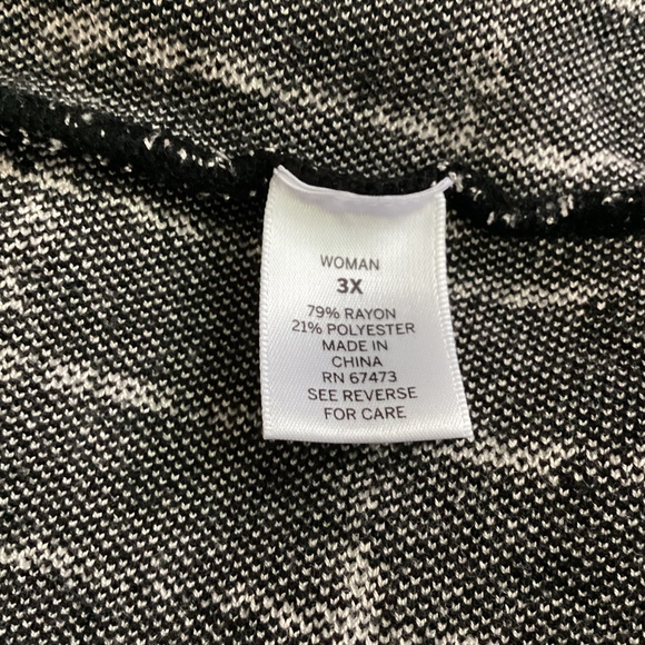 DRESS BARN PLUS 2X-3X KNIT MIDI FIT&FLARE  A-LINE DRESS IVORY BLACK  GEO PRINT - Picture 10 of 12